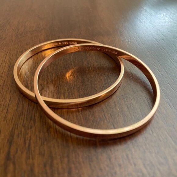 Kate Spade Rose Gold Stacking Bangles - Pair of 2 - Picture 1 of 4